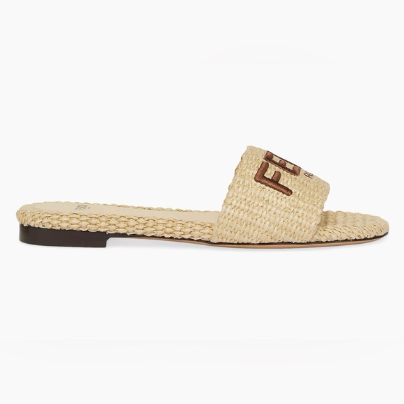 Fendi rafia signature slides, NWT and box, size 6.5 - Picture 3 of 3